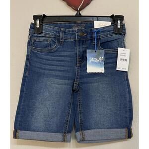 Vigoss Studio V Girls Size 7 Cuffed Blue Denim Stretch Bermuda Shorts NWT! A2423